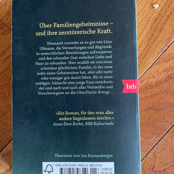 German Novel Das Verschwiegene Linn Ullmann - Picture 2 of 2